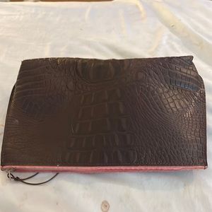 B May brown leather embossed leather Pouche